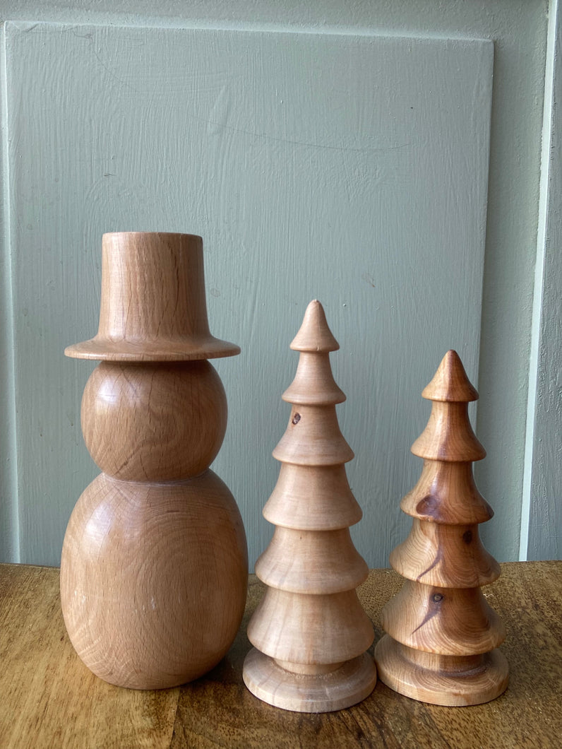 Wooden Tree and Snowman Set - The Sidlaw Hare