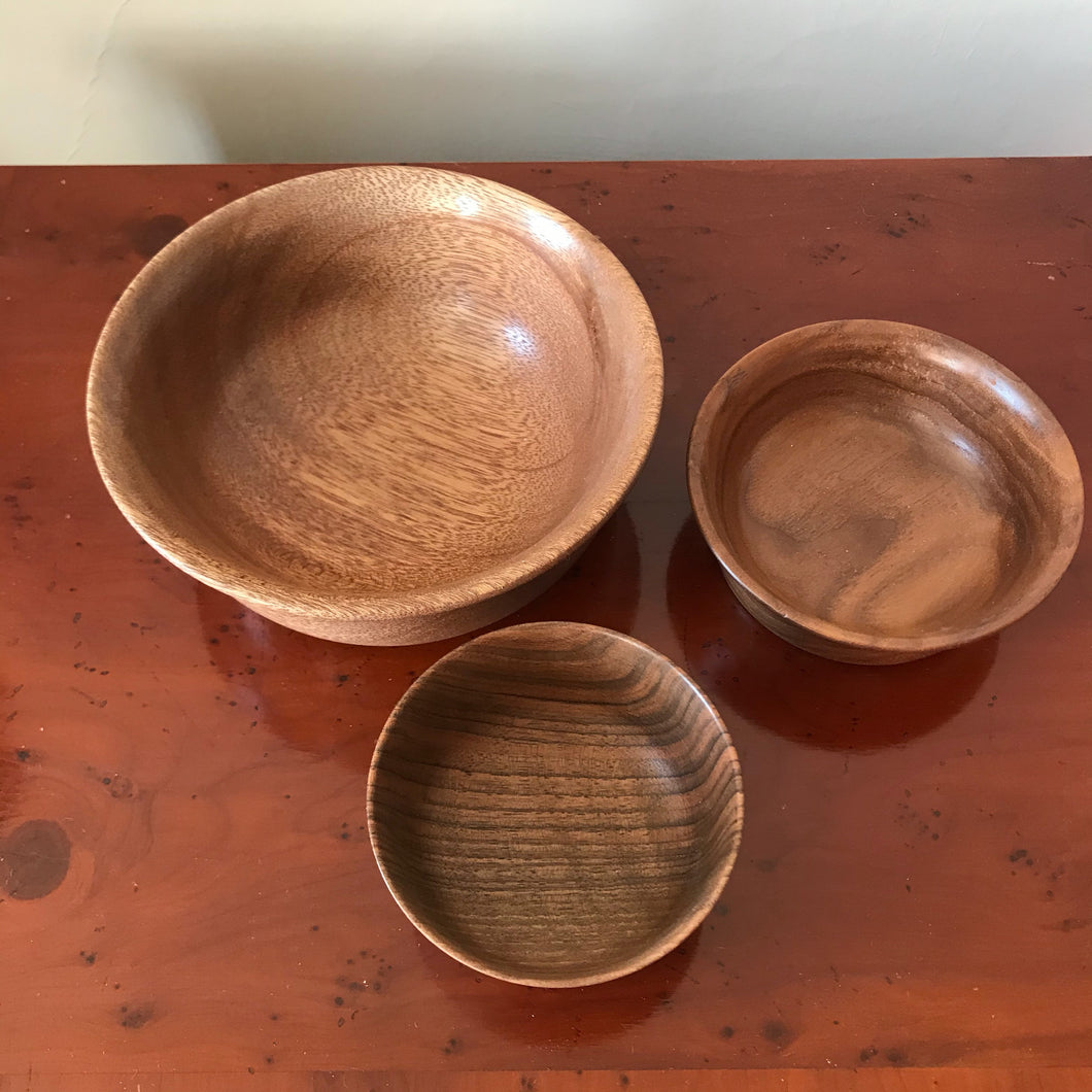 Set of Three Dark Wood Bowls - The Sidlaw Hare