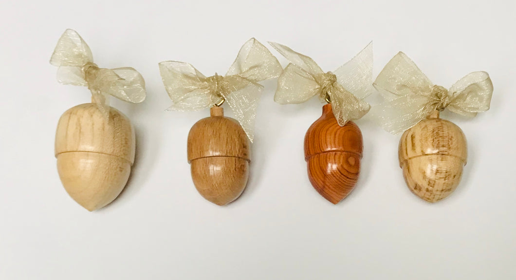 Set of Four Wooden Acorn Decorations - The Sidlaw Hare